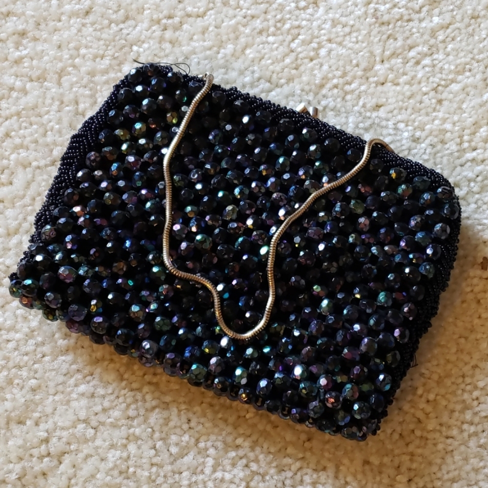 Beaded clutch wristlet evening formal vintage
